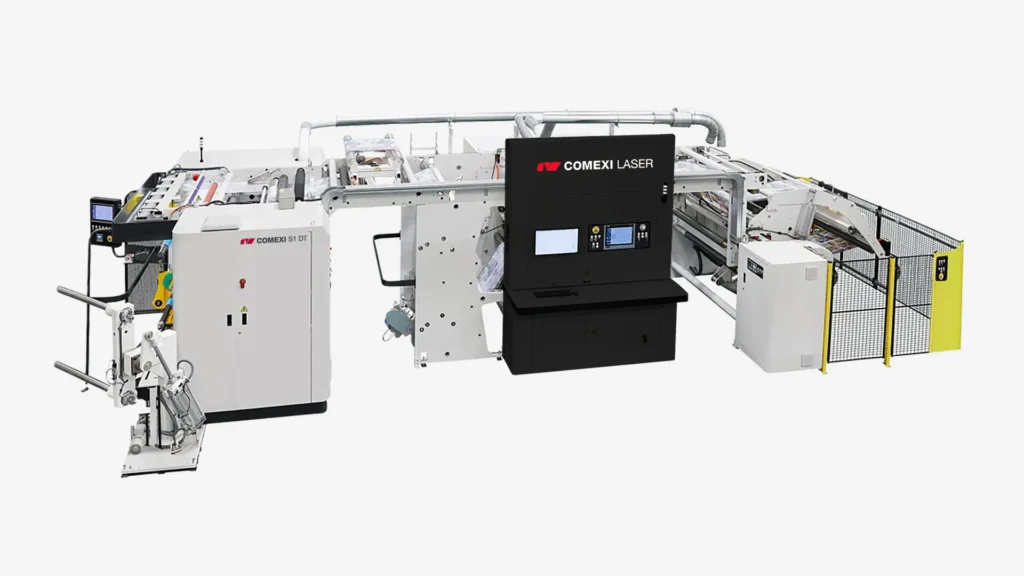 Comexi Laser module integrated in-line on a Comexi S1 DT slitter for flexible packaging laser perforation